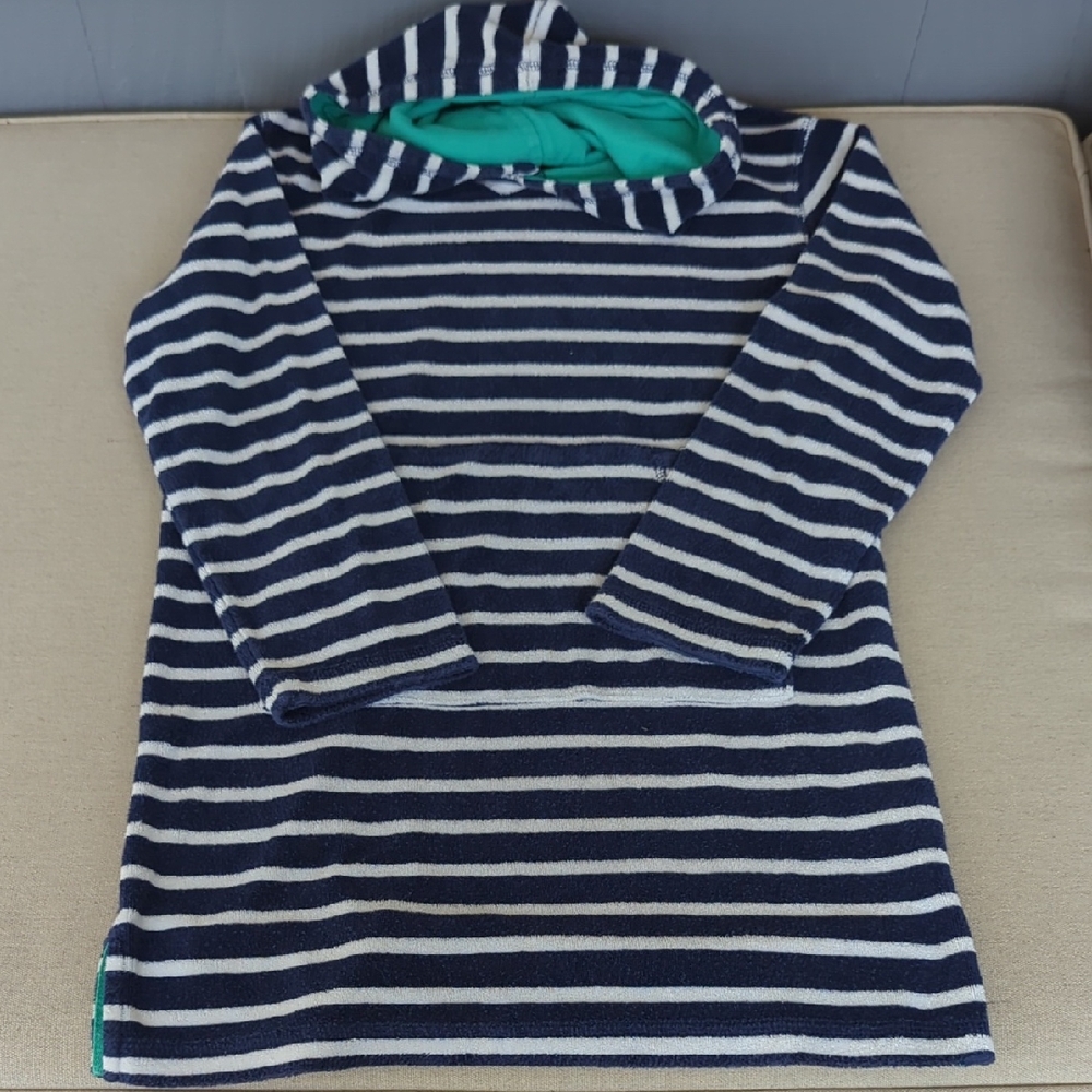 Mini Boden Navy and White Striped Kids Swim Coverup